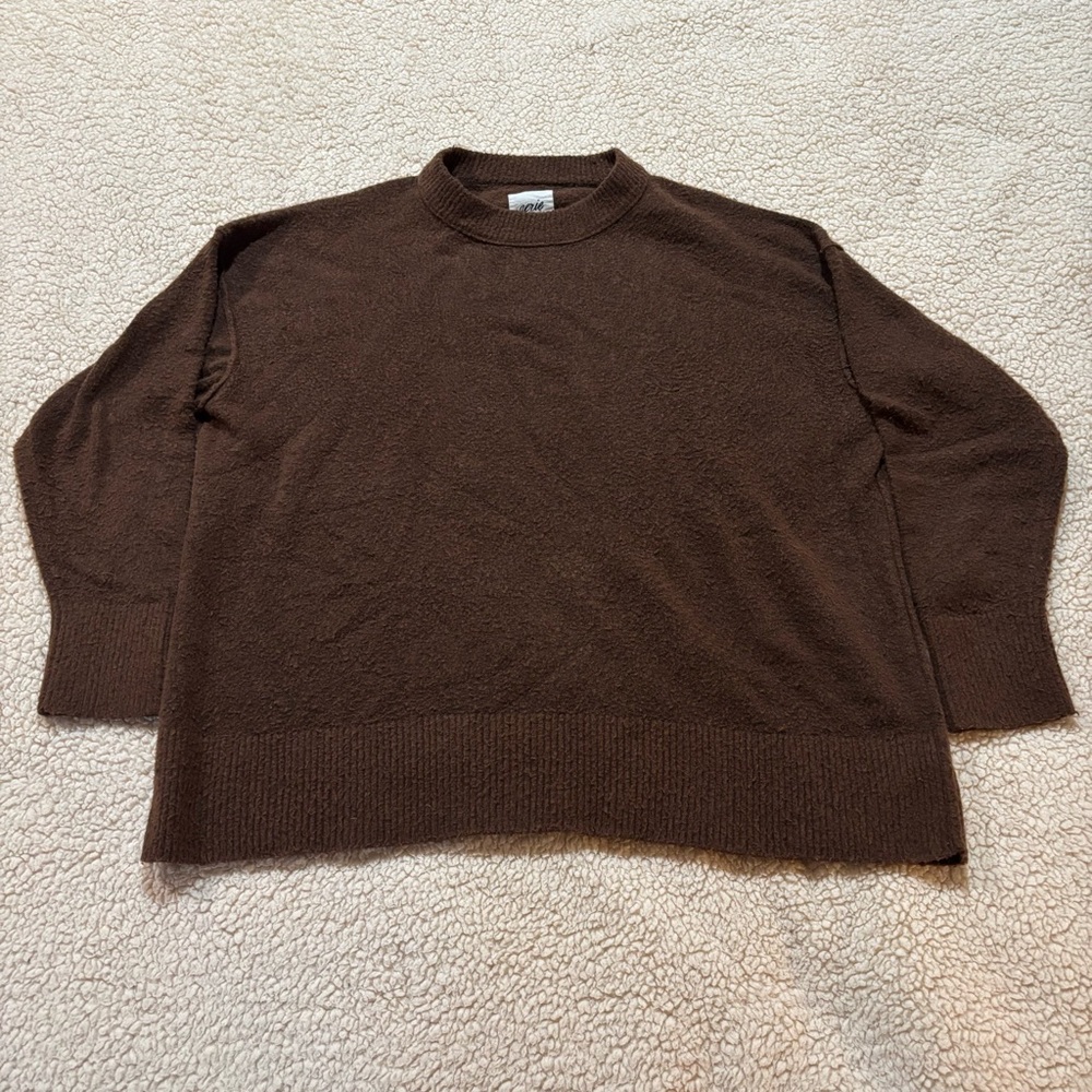Aerie Oversized Brown Crewneck Sweater